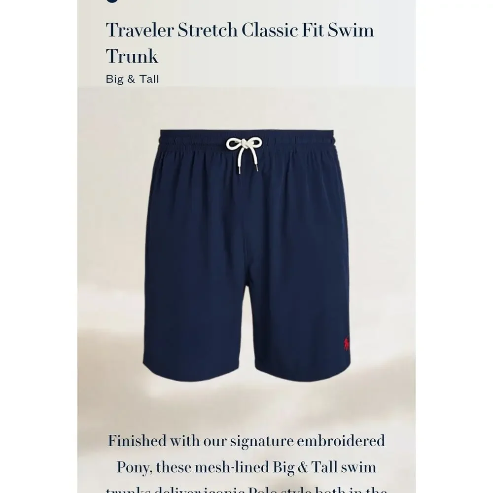 Polo Ralph Lauren Mens Trunks 4XB‎ Traveler Classic Fit In Dark Blue